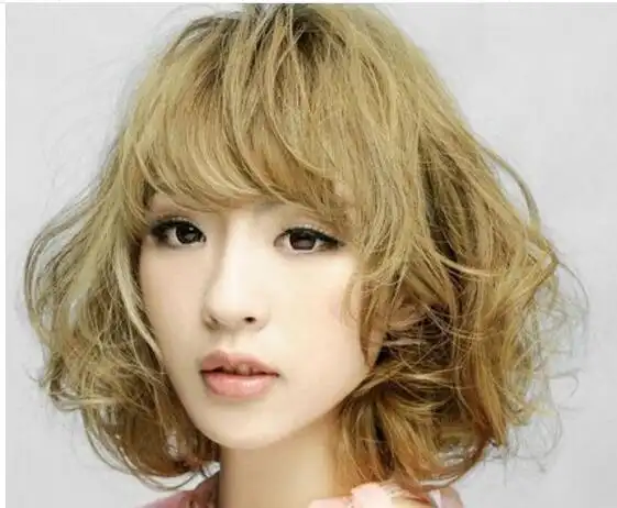 女生中短发半烫发型图片_烫发_西子美发网