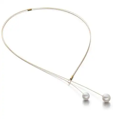 北京仓evastreppduo华贵双珍珠项链金色德国设计师