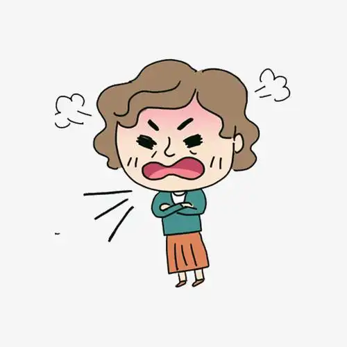 手绘生气的女孩免抠图