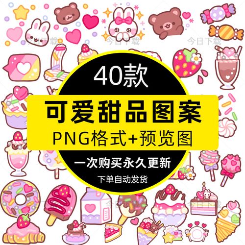 可爱甜美卡通甜品烘培蛋糕透明png图案手账照片美化装饰素材图片