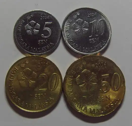 马来西亚 2014 ,16年 4枚 , 套币(大图展示)