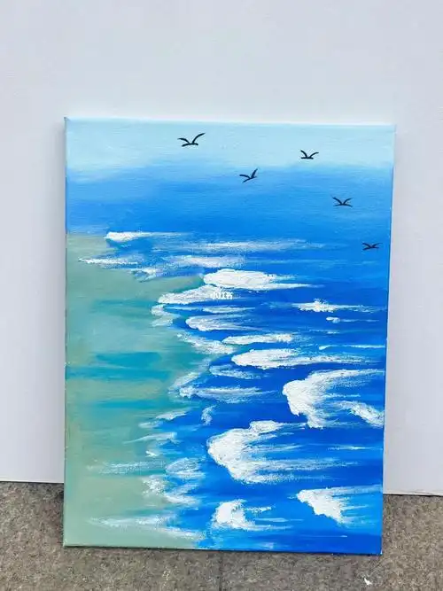 石英砂丙烯画ins风海浪