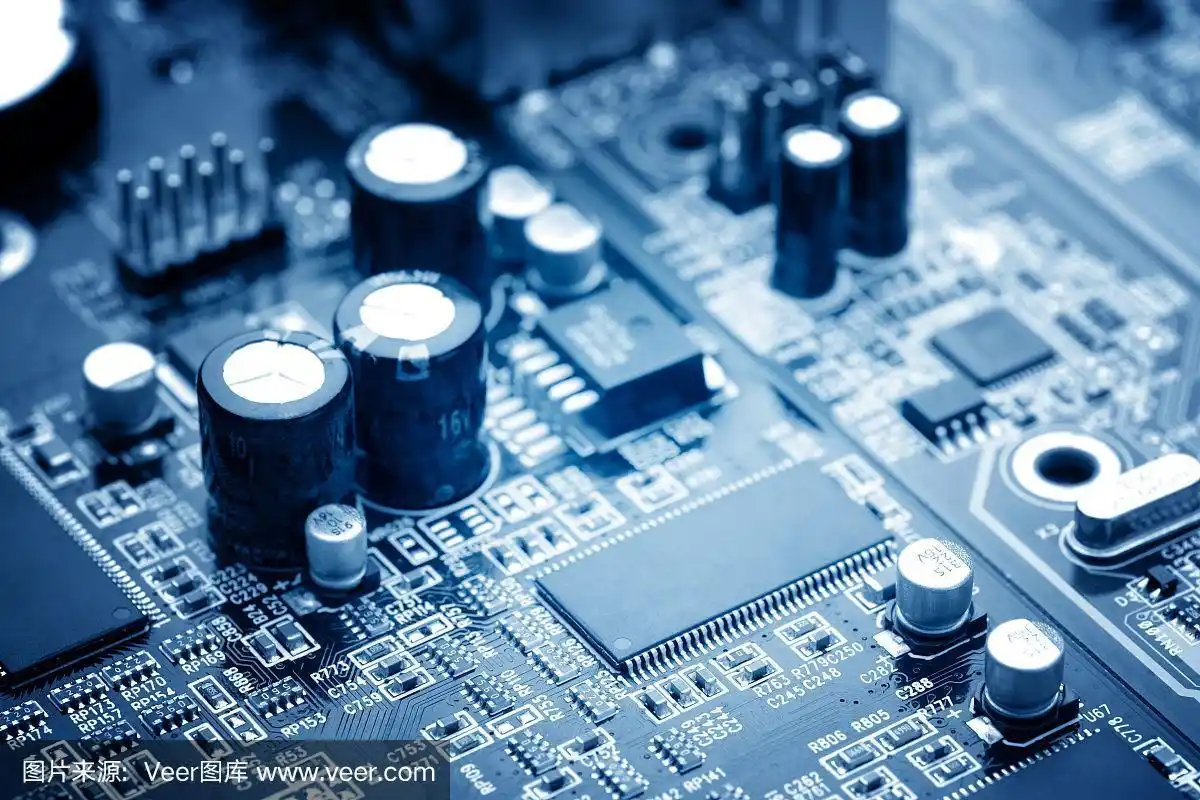 微芯片内部的特写图像