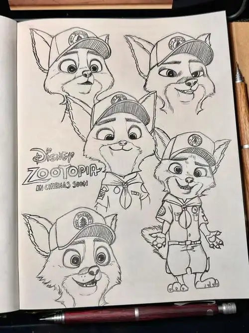 迪士尼速写小时候的狐尼克