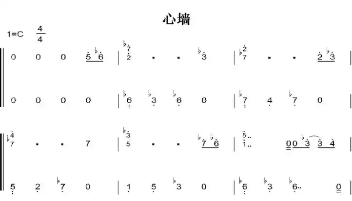 心墙c大调 初学者 简易版 钢琴双手简谱 钢琴谱 钢琴简谱