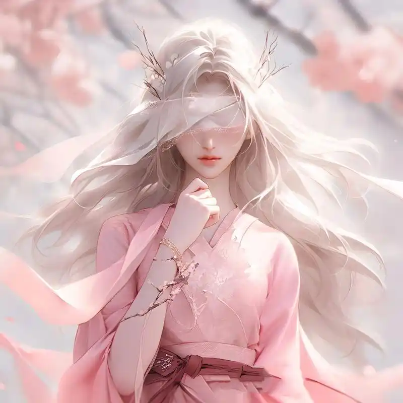 粉色系蒙眼小姐姐谁能抵挡得住呢?▏女生头像