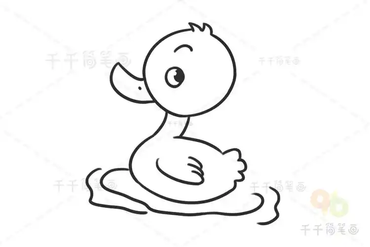 鸭子简笔画模板适合涂色哦