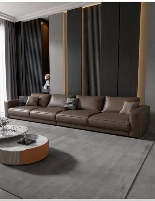 简臣 现代轻奢皮沙发客厅意式极简小户型沙发家用落地真皮沙发 3.
