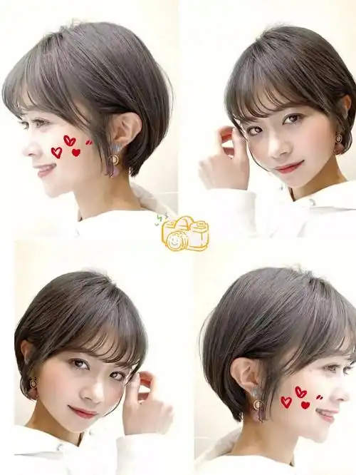 可甜可盐适合圆脸女生短发免打理不挑人