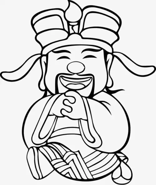 线描文财神素材