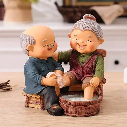 偕老结婚老太太家居夫妻情侣白头老人装饰品摆件创意摆件