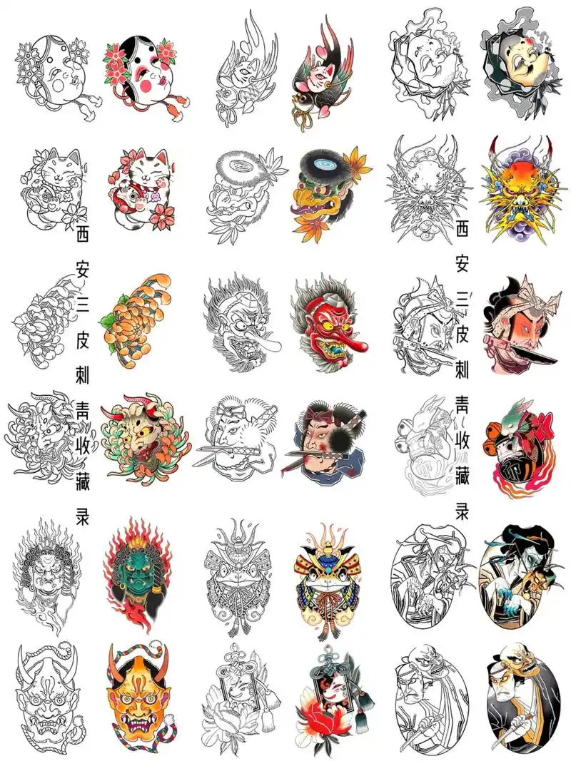 日式老传统小图纹身手稿图案素材参考推荐.#tattoo #日 - 抖音