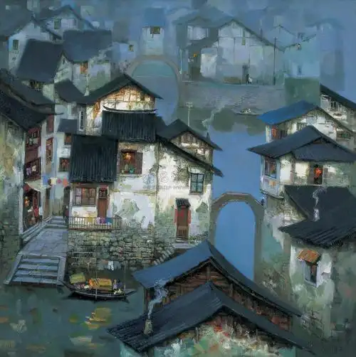 17172007年作水乡布面油画