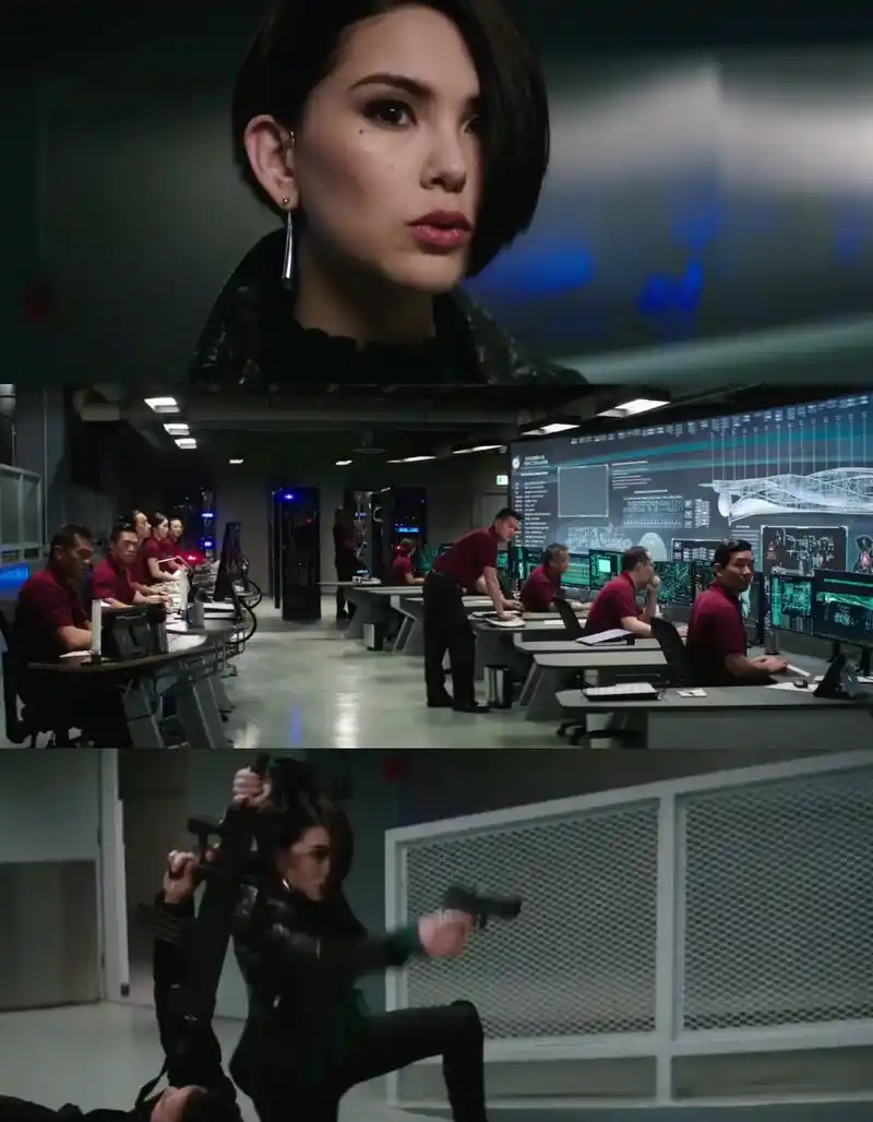 昆凌巨石强森合作《摩天营救》预告曝光,化身吹哨短发女杀手