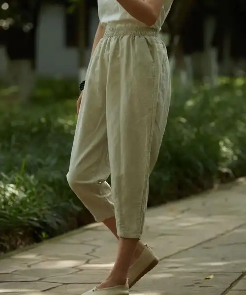 0成交34条2021春夏新款亚麻九分裤棉麻女裤子直筒亚麻宽松裤子文艺
