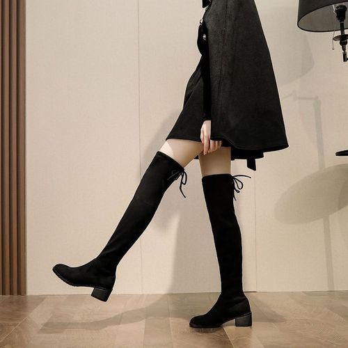 过膝靴长靴女2023秋冬季新款长筒靴骑士女鞋马丁鞋子弹力高筒靴子