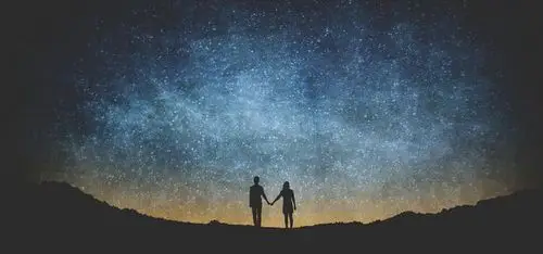银河系,空间,夫妇,牵手,夜晚,星星,浪漫,唯美意境壁纸