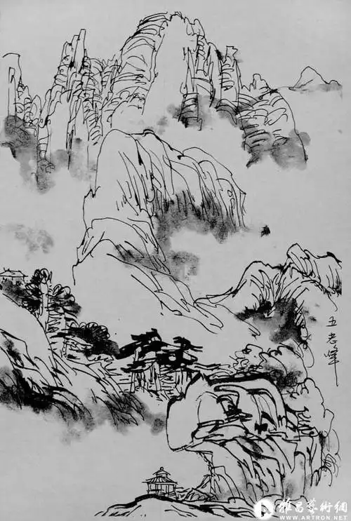 长白山天池_山水速写_范保文作品展_范保文在线作品_范保文纪念网站