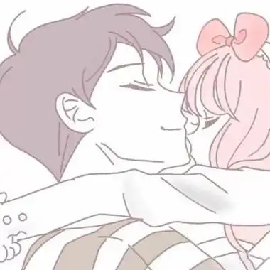 双人拥抱接吻情侣头像一对 情侣超甜动漫