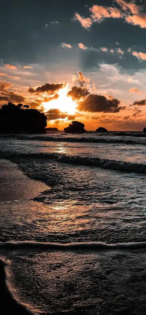 唯美大海壁纸,意境感拉满~_云是_旷神怡_粉色