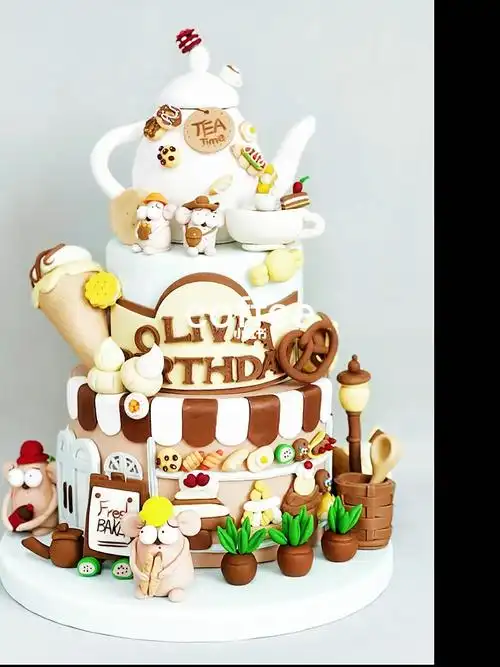 翻糖卡通蛋糕鼠宝一家的蛋糕店