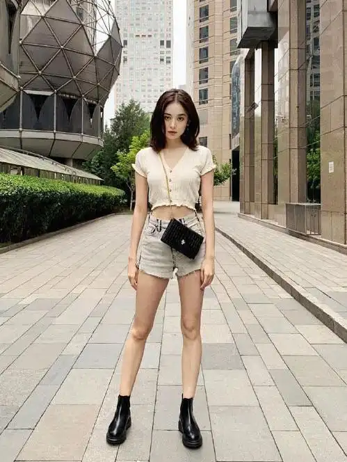 女神气场的古力娜扎,休闲穿搭高腰牛仔短裤,尽显迷人大长腿