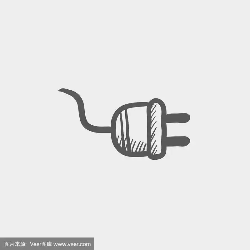 插头素描手绘涂鸦图标