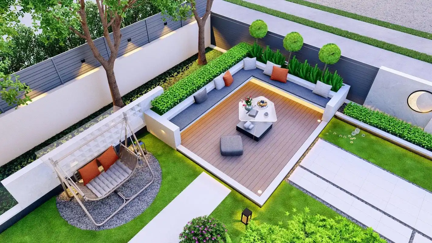 简洁明亮,好喜欢这样的小花园.#别墅 - 抖音