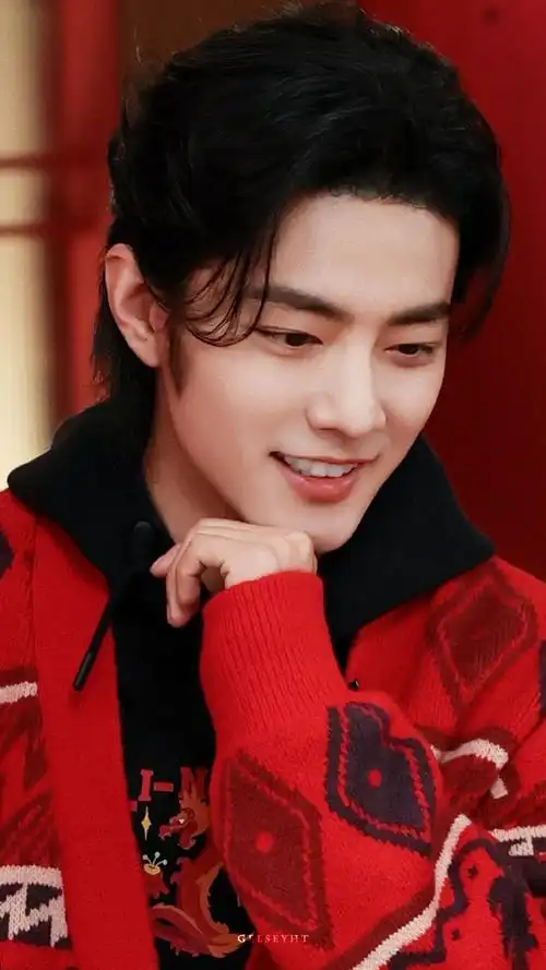 肖战红色开衫毛衣##肖战李宁直播