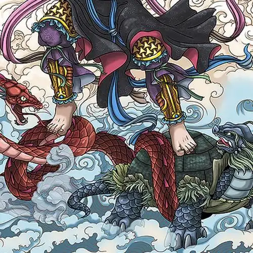 真武大帝神像画像挂画九天荡魔祖师玄天上帝丝绸卷轴画道教装饰画