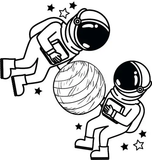 太空中穿着宇航服的宇航员的剪影图片下载