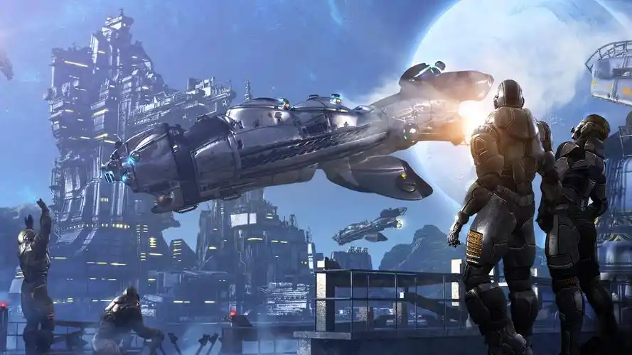 宇宙空间站科幻酷炫手绘插画,艺术壁纸-回车桌面