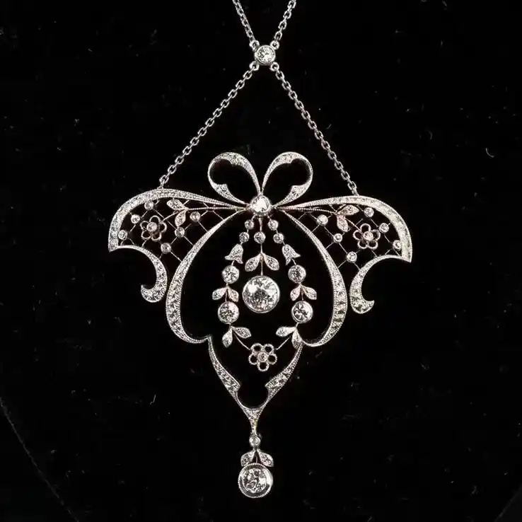 古董项链.爱德华时期(1901-1910年),法国贵族定制钻 - 抖音