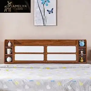 床头板软包多功能储物床头简约现代经济型双人免漆板实木床头靠背