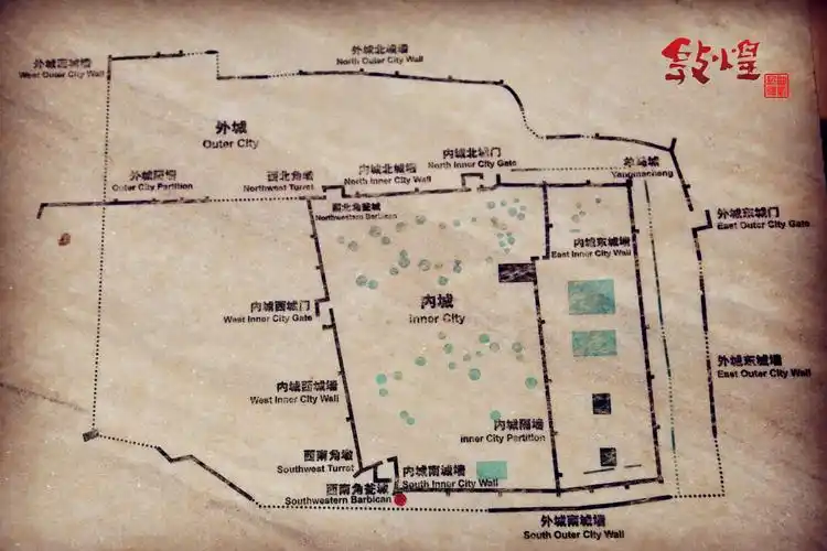 锁阳城遗址地图锁阳城原名苦峪城,始建于汉,是汉代敦煌郡冥安县治所