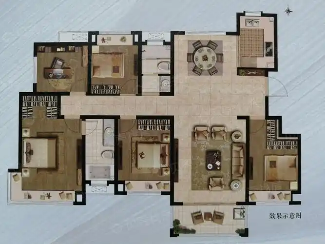 远洋山水5室2厅2卫户型图