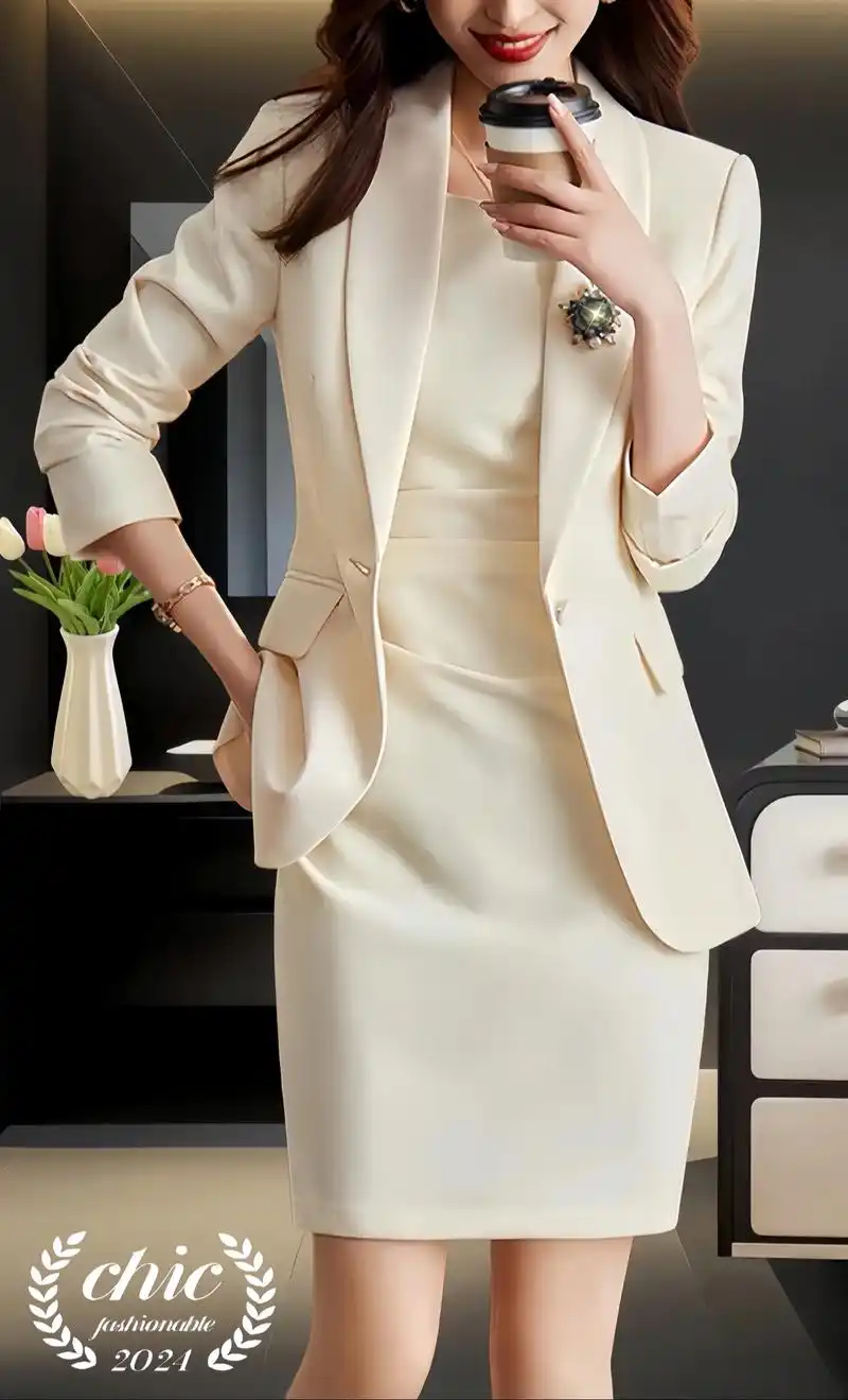 这款红色职业装西装套装女秋季播音艺考主持人正装气质女神范西服外套