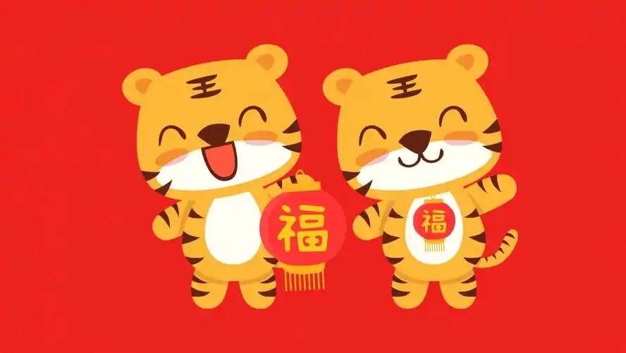 2只可爱小老虎新年5k电脑壁纸