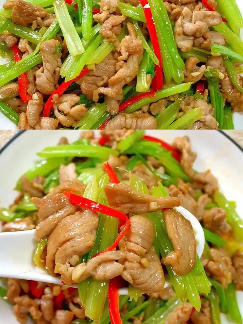 芹菜炒肉,下饭超赞的家常菜一个字"绝"经常吃的小炒菜,下饭那 - 抖音