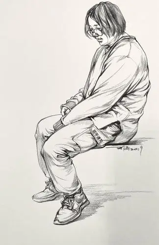 邓平,速写,图源微博.