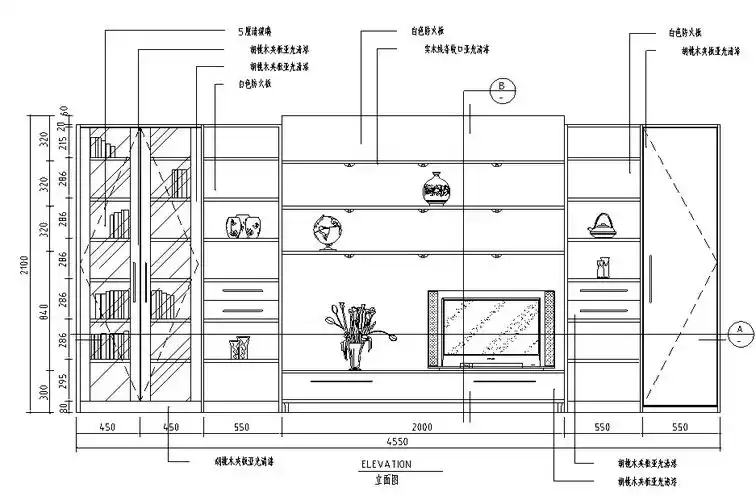 cad室内设计及施工图常用图块之客厅立面图