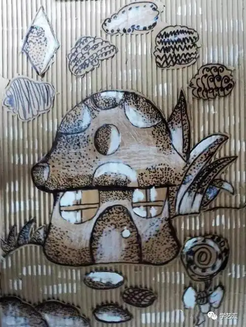 瓦楞纸画小时候没看出来你也是个时髦的料子