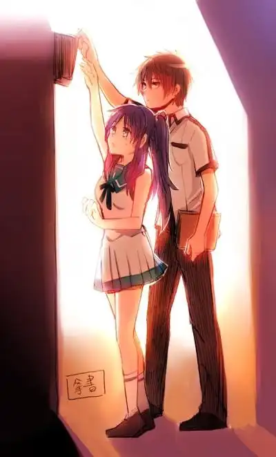 二次元情侣 最萌身高差 迷你萌妹纸 可爱情侣图 动漫情侣身高差