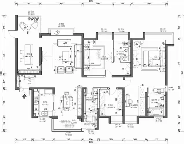 紫薇曲江意境 日式风格装修效果图 四室两厅一厨三卫 240平米