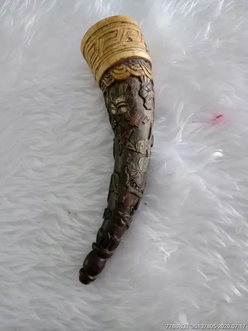 清代角雕牛角号雕刻牛角精雕