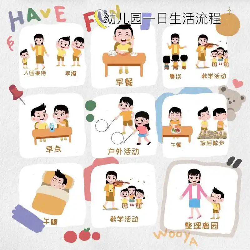 幼儿园一日生活流程#幼儿一日生活流程图 卡通版幼儿一日生活流程图