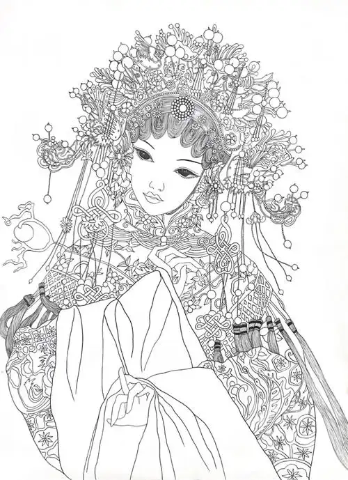 线描国粹戏曲花旦中国风