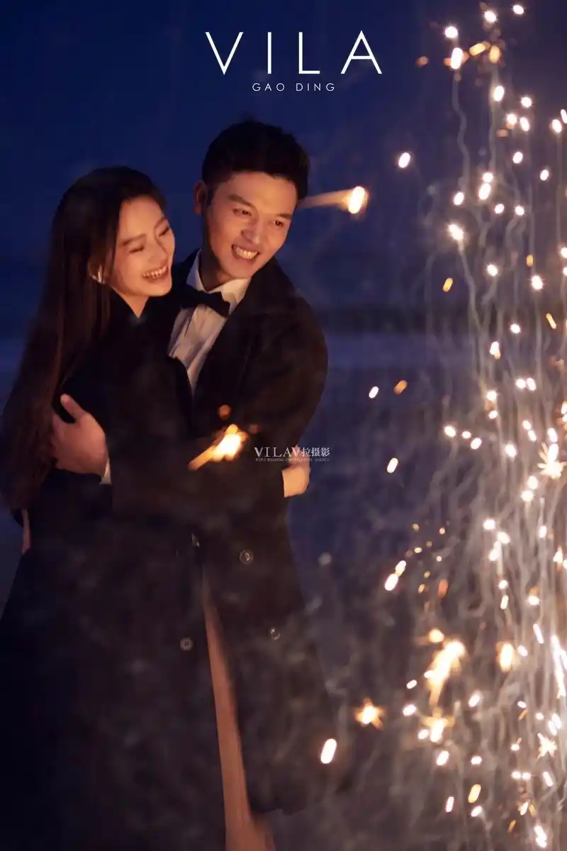 夜景烟花婚纱照美炸了