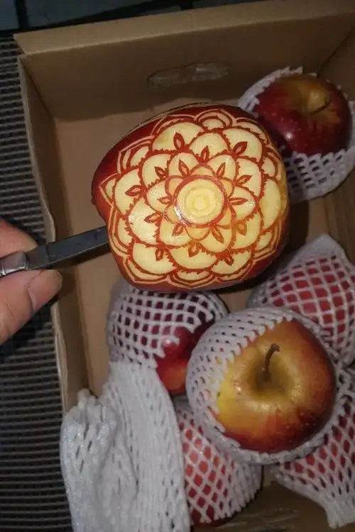 yl奔跑的小杨肉做的创意苹果雕刻与摆盘