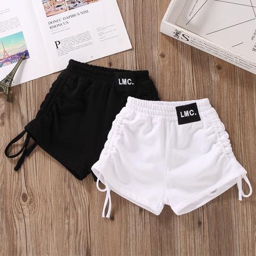 女童白色短裤外穿2023新款夏季宽松洋气运动高腰儿童网红黑色裤子